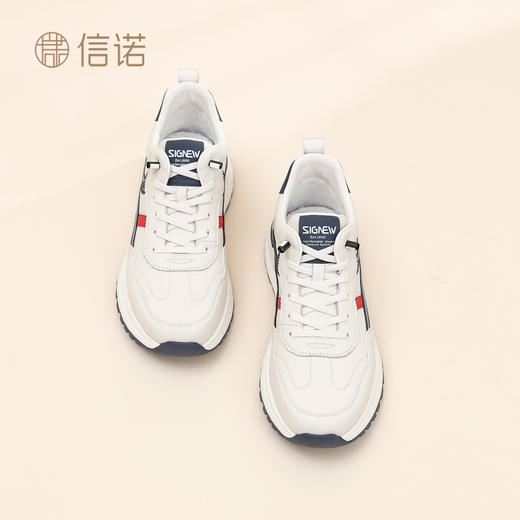 信诺真皮男士休闲鞋棉鞋软底舒适加绒皮鞋时尚小白鞋2025冬季新款N5M063-239D 商品图2