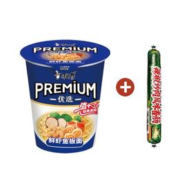 康师傅鲜虾鱼板面55g（优选杯）+双汇辣椒炒肉风味香肠55g