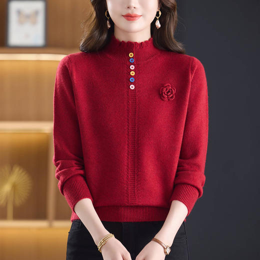 CC半高领保暖毛衣女士短款秋冬2025新款洋气内搭上衣针织打底衫 商品图1