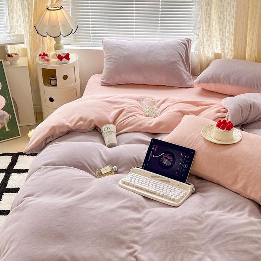 D112536氛围感奶油双拼牛奶绒高品质保暖牛奶绒床上四件套 商品图13