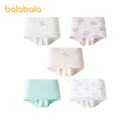 【balaOne】巴拉巴拉儿童内裤棉a类女童平角短裤柔弹四角裤五条装 商品图4