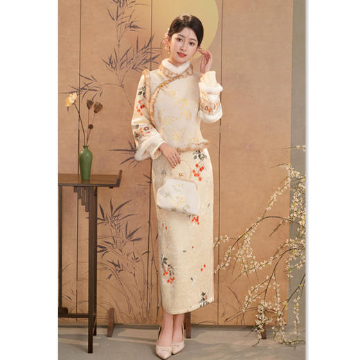 GX雪尼尔提花马甲2025冬季新款时尚改良新中式日常可穿中式旗袍马甲 商品图0