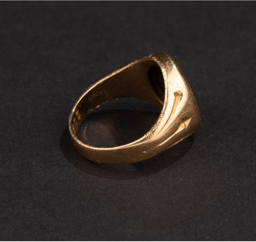 独角鹿西洋古董1870-1880年英国出品18K黄金镶嵌血滴石雄狮主题凹雕印章戒指 商品图5
