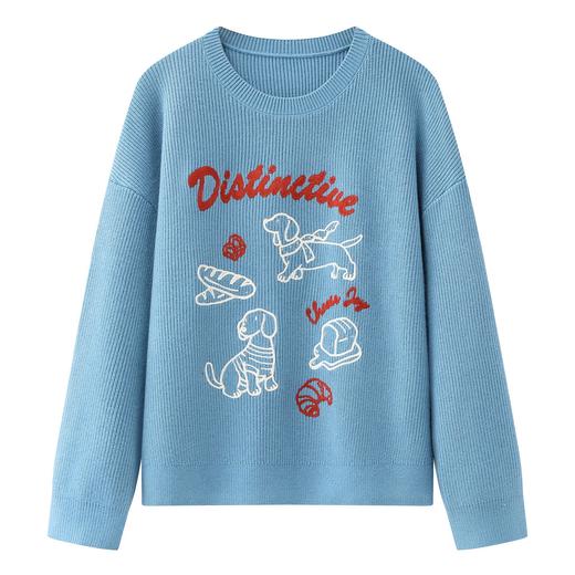 D112526刺绣针织衫宽松女2025秋冬季新款设计感休闲长袖毛衣 商品图0