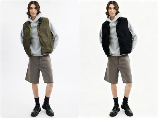 D112544男士双面拼色立领羽绒背心休闲叠穿保暖 商品图10