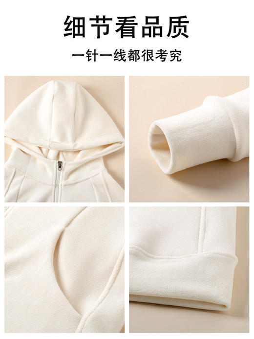 【摇粒绒面料轻盈柔软❗️舒适透气保暖御寒】特厚羊羔绒外套卫衣女秋冬2025新款双面绒连帽小个子开衫加绒上衣。ja 商品图3