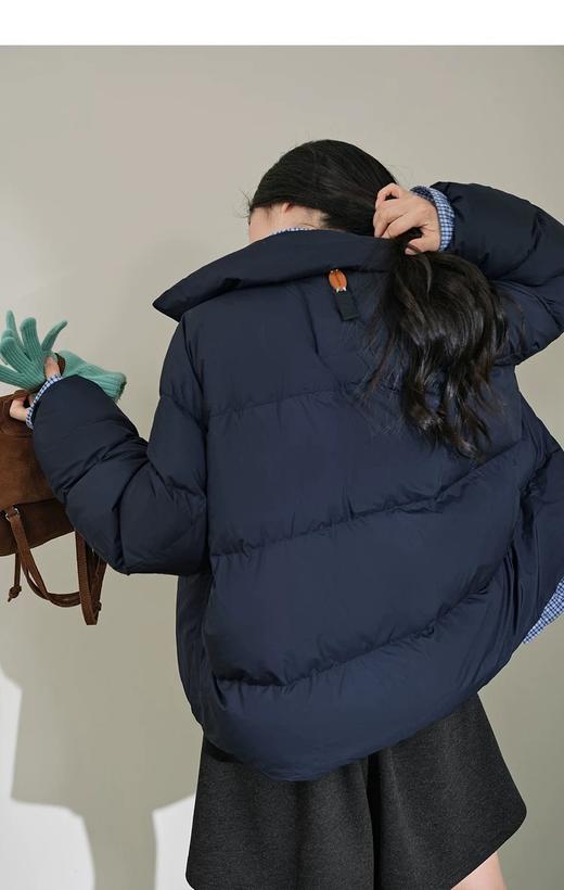 D112527假两件衬衫拼接羽绒服翻领外套冬季新款女休闲格子上衣 商品图6