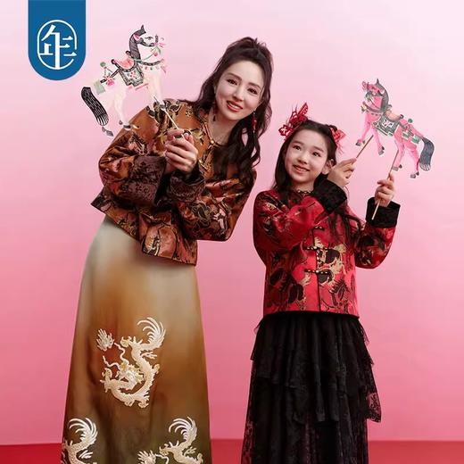 徐悲鸿联名年衣童装加绒唐装汉服冬季款儿童中式大展鸿图中式外套 商品图2