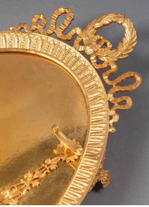 【已售】独角鹿西洋古董19世纪末法国出品帝政风格铜鎏金精雕镶嵌绿水晶墨水台 商品图4