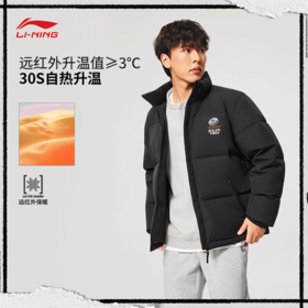 李宁反伍BADFIVE男子防泼水保暖宽松鸭绒短羽绒服AYMV129