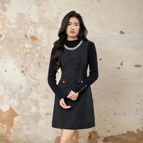 奢姿大码女装2025冬季时尚钻领圆领背心裙胖妹妹气质减龄优雅裙子9954853820