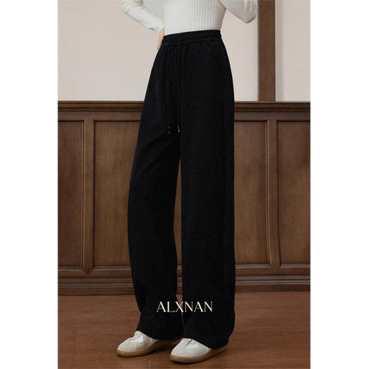 【6折秒杀】鹿向南「床上黑洞」黑色高腰阔腿裤女秋冬新款垂感显瘦宽松休闲裤 商品图1