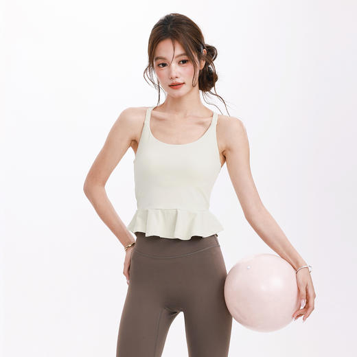 跃牌【海听系列】性感美背含胸垫瑜伽服背心带胸垫防震运动上衣XC104 商品图2