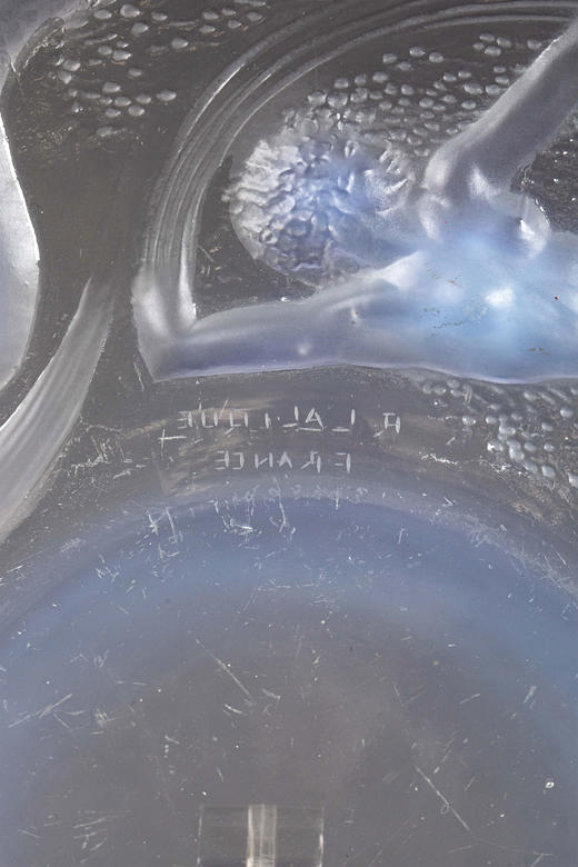 独角鹿西洋古董1920年代法国出品「ONDINES水之精灵」主题欧珀水晶浅口盘 商品图6