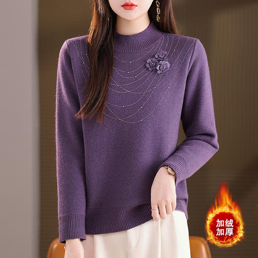 CC加绒保暖打底衫女秋冬一体绒上衣2025新款时髦洋气毛衣半高领 商品图2