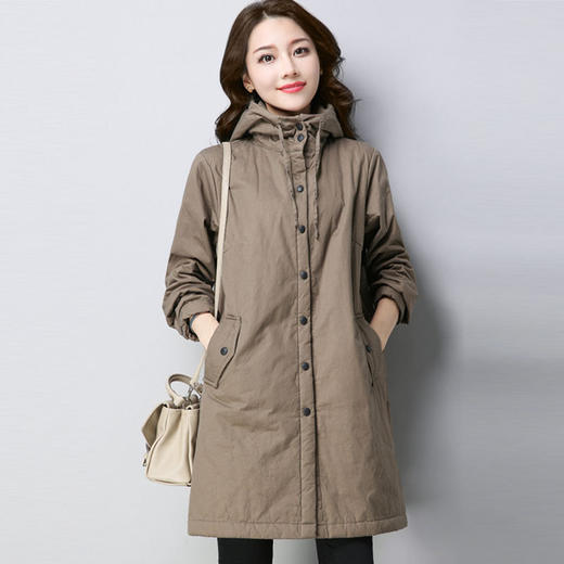 QMHY979棉衣女中长款2023新款秋装休闲宽松春秋小个子棉大衣早秋外套潮 商品图0