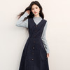 【11/26新品】熙世界富家千金感半高领打底衫背心连衣裙两件套装女2025秋冬新款 商品缩略图4