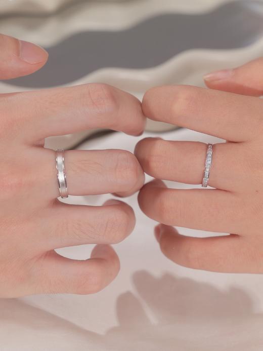 卡蒂罗KADER 相遇情侣对戒 925银满铺璀璨圆锆设计怦然心动邂逅甜美爱恋简约大气可调节素圈一对 甜美浪漫恋爱频率 商品图5