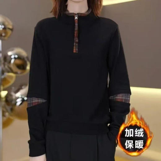 2025秋冬新款半拉链时尚拼色长袖小衫上衣中老年女装洋气妈妈气质 商品图2