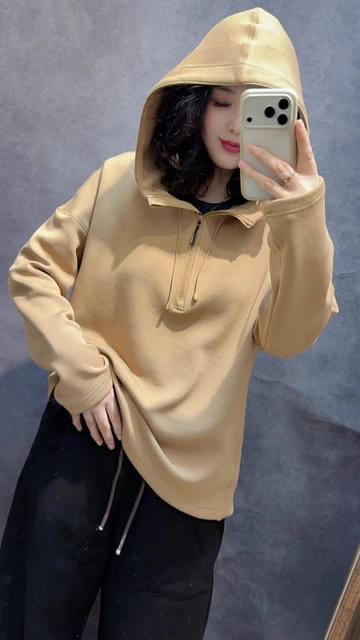 【小蛮腰 暖皮儿】水淼2025冬新品弹力加绒柔软保暖拉链连帽柔软卫衣帽衫1796 商品图3