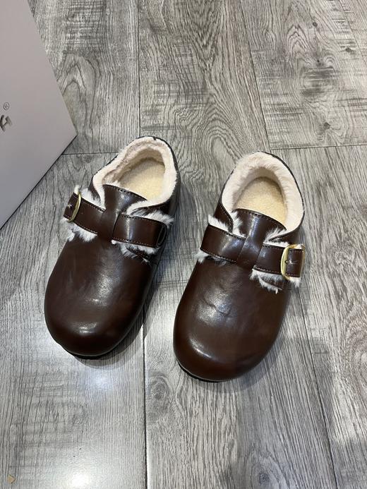 D112507内增高皮U毛一体加绒勃肯鞋女冬季新款复古乐福鞋 商品图2