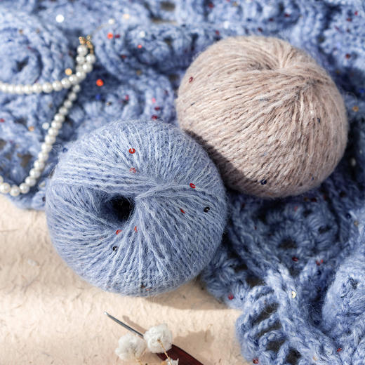 苏苏姐家偏爱毛线团手工diy围巾披肩毛衣钩针棒针编织亮片毛线团 商品图2