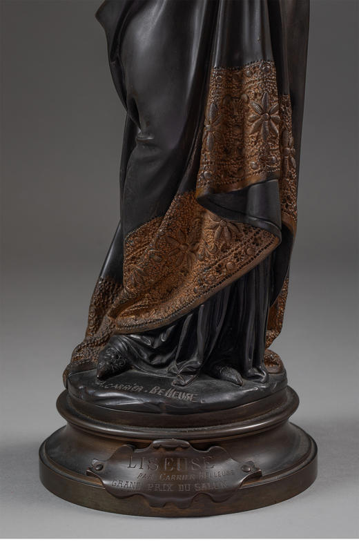 独角鹿西洋古董19世纪法国雕塑家Albert Ernest Carrier Belleuse设计「La Liseuse 阅读者」铜雕 商品图8