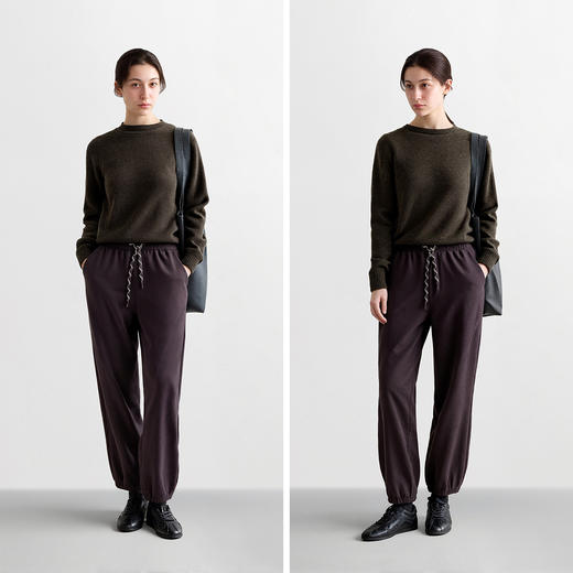 森马休闲裤女冬摇粒绒抗静电宽松分割束脚长裤2025新款运动风卫裤 商品图4