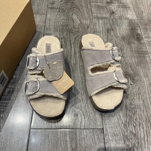 D112506吐司厚底毛毛勃肯鞋女2025冬季新款可外穿拖鞋子 商品图5