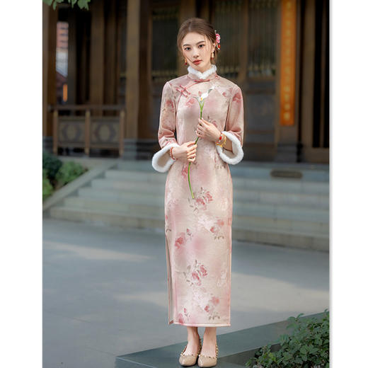 GX改良版新中式日常可穿加绒旗袍2025冬季新款年轻款高级感长袖旗袍 商品图2