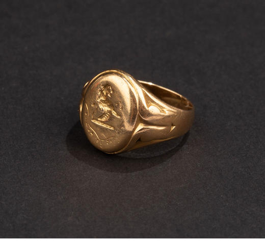 独角鹿西洋古董1870-1880年英国出品18K黄金雕刻雄狮主题印章戒指 商品图5
