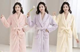 双面法兰绒剪花女士睡袍软糯舒适1415765