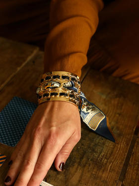 订购14周到｜AN-NEE-C5G-DECEMBRE-Noir-深蓝色 塔罗 4cm 丝巾手镯［法国设计师］