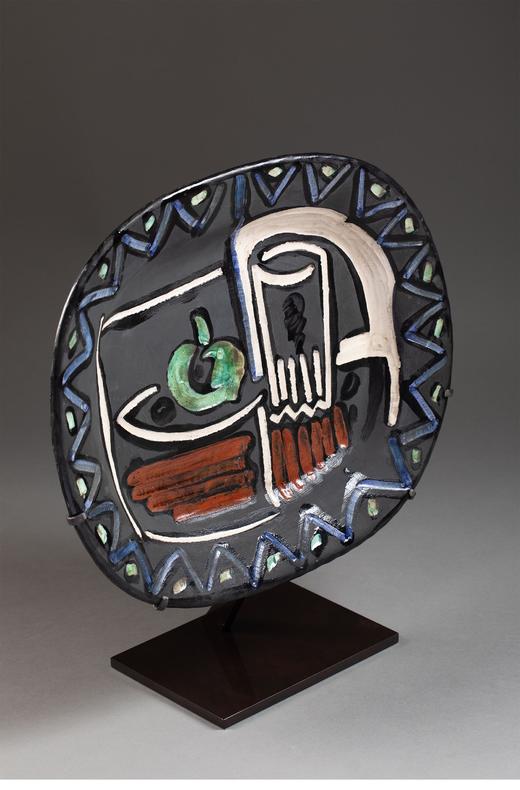 独角鹿西洋古董1953年代西班牙出品限量装饰陶盘「Nature morte 静物」 商品图1