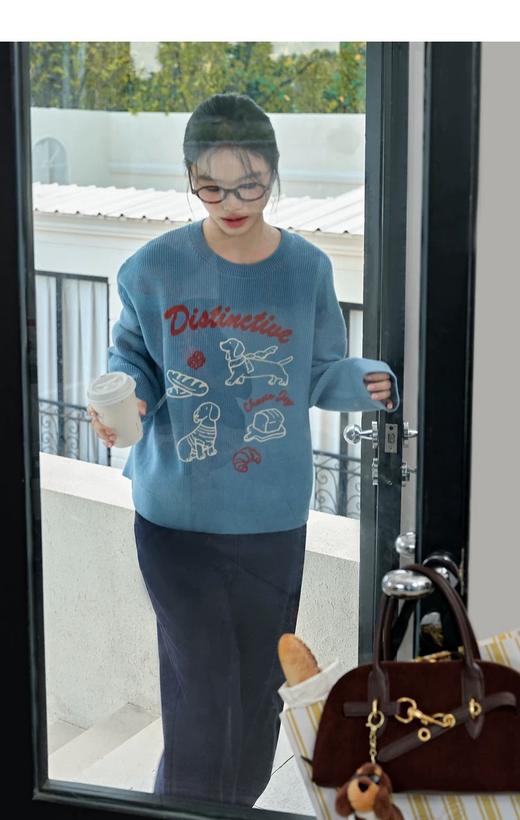 D112526刺绣针织衫宽松女2025秋冬季新款设计感休闲长袖毛衣 商品图6