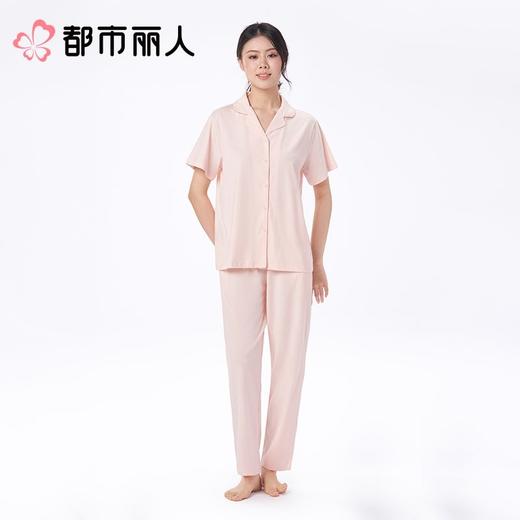都市丽人女士睡衣纯棉单面家居服短袖长裤棉质套装LHC0A8 商品图2