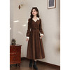 鹿向南「鎏光柏林」假两件咖色复古衬衫连衣裙女秋设计感法式长裙 商品缩略图2