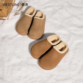 西遇加绒土豆勃肯鞋女新款冬季外穿一脚蹬保暖雪地鞋毛毛拖鞋V2457334