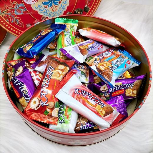 【中欧班列精选】俄罗斯风味巧克力夹心混合糖礼盒铁盒礼品休闲零食送礼袋450g/盒 商品图7