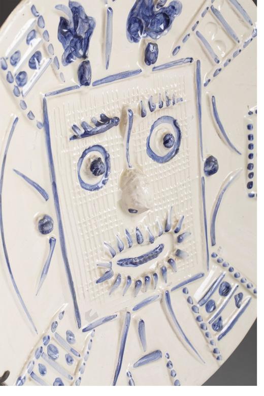 【已售】独角鹿西洋古董1956年代西班牙出品限量装饰陶盘「VISAGE DANS CARRÉ 雕像中的面孔」 商品图2