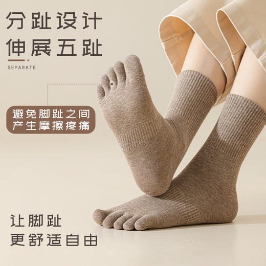 【YW】无忧购35元5件五指袜子女士棉秋冬季中筒袜抗菌防脚臭长筒脚趾袜女长袜分趾袜（截单后3-5天发货) 商品图0