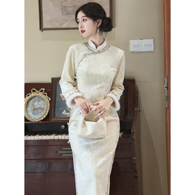 订婚新中式敬酒服新娘小个子结婚礼服裙，长袖绝美冬季日常旗袍LSB4106