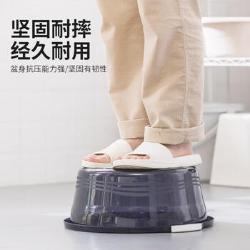 茶花 洗脸洗头盆 婴儿洗澡盆 塑料盆子洗衣盆 大水盆38cm 暖灰 1只装 商品图4