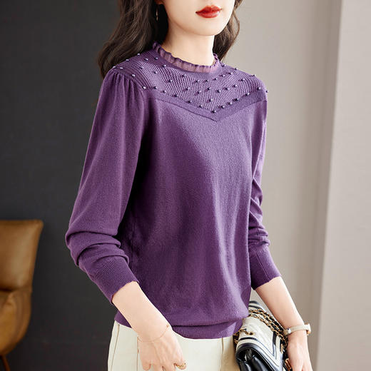 洋气大码毛衣女胖mm春秋2026年新款圆领打底衫女士针织衫长袖上衣 商品图4