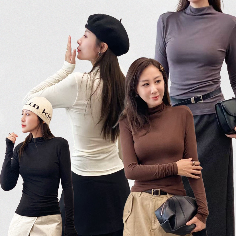 新款 bimilie啤酒领羊毛蓄热打底衫 4色入