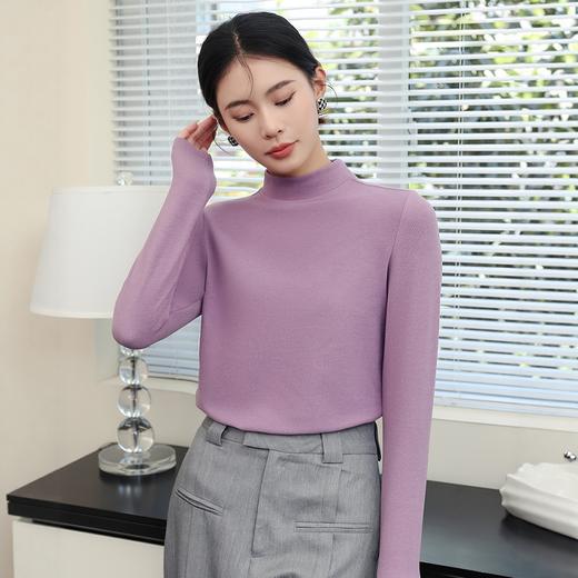 【男女同款】罗蒙秋冬打底衫舒适半高领套头衫多色弹力休闲显瘦内搭男女上衣T恤卫衣 商品图6
