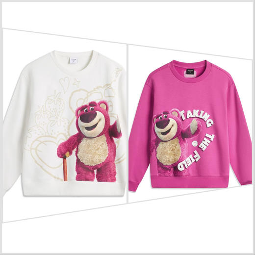 李宁女子新款皮克斯草莓熊联名加绒保暖宽松卫衣 AWDU432 商品图3