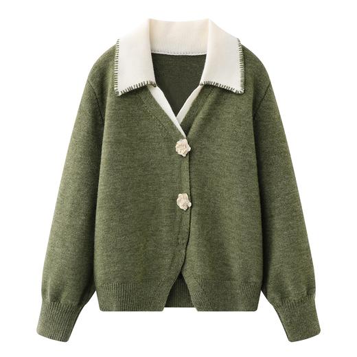 D112522假两件拼接针织衫毛衣女秋冬季新款宽松上衣 商品图0