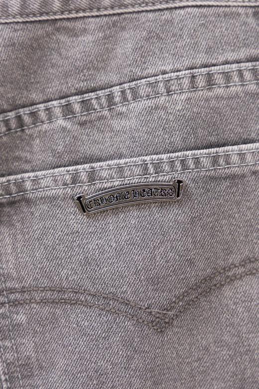 D112533限定精典黑色贴布十字拼皮灰色牛仔裤 商品图8