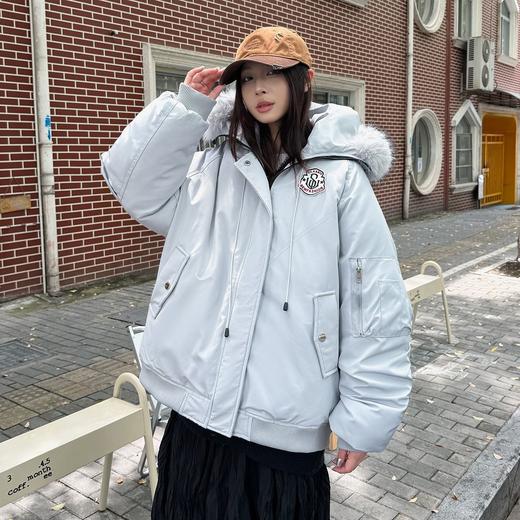 【美式复古毛领连帽派克服】女冬季新款棉衣加厚保暖工装棉服外套 商品图3